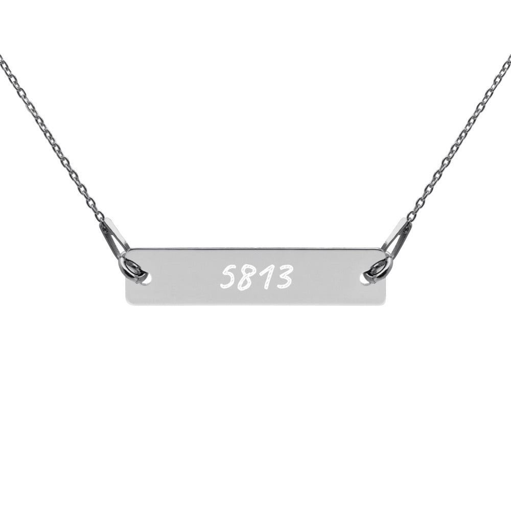 5813 on Engraved Sterling Silver Bar Chain Necklace