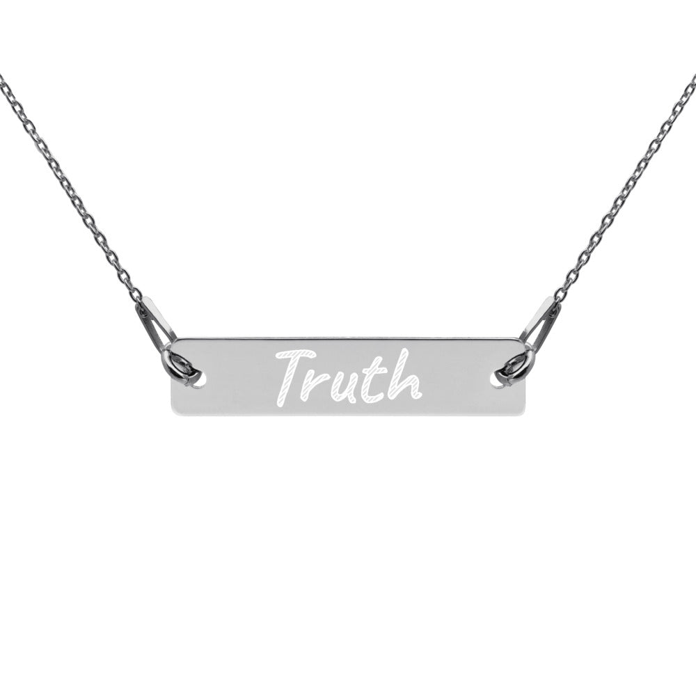 Truth on Engraved Sterling Silver Bar Chain Necklace