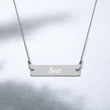 Best on Engraved Sterling Silver Bar Chain Necklace