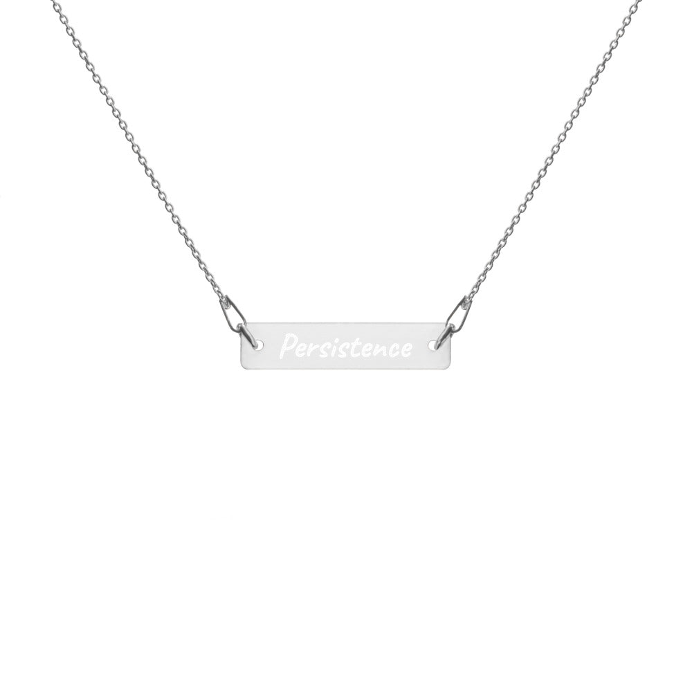 Persistence on Engraved Sterling Silver Bar Chain Necklace