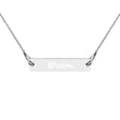 Wisdom on Engraved Sterling Silver Bar Chain Necklace