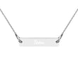 Team on Engraved Sterling Silver Bar Chain Necklace