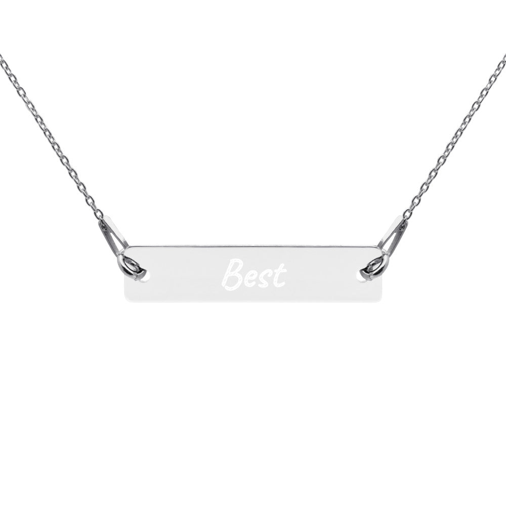 Best on Engraved Sterling Silver Bar Chain Necklace