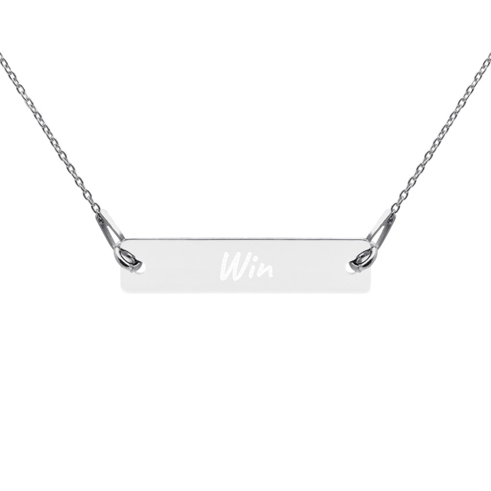 Win on Engraved Sterling Silver Bar Chain Necklace