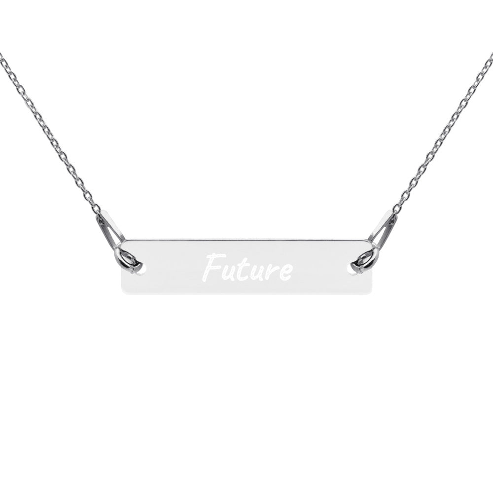 Future on Engraved Sterling Silver Bar Chain Necklace