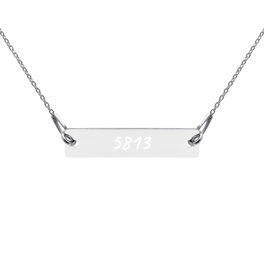 5813 on Engraved Sterling Silver Bar Chain Necklace