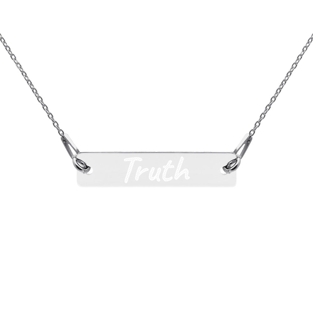 Truth on Engraved Sterling Silver Bar Chain Necklace