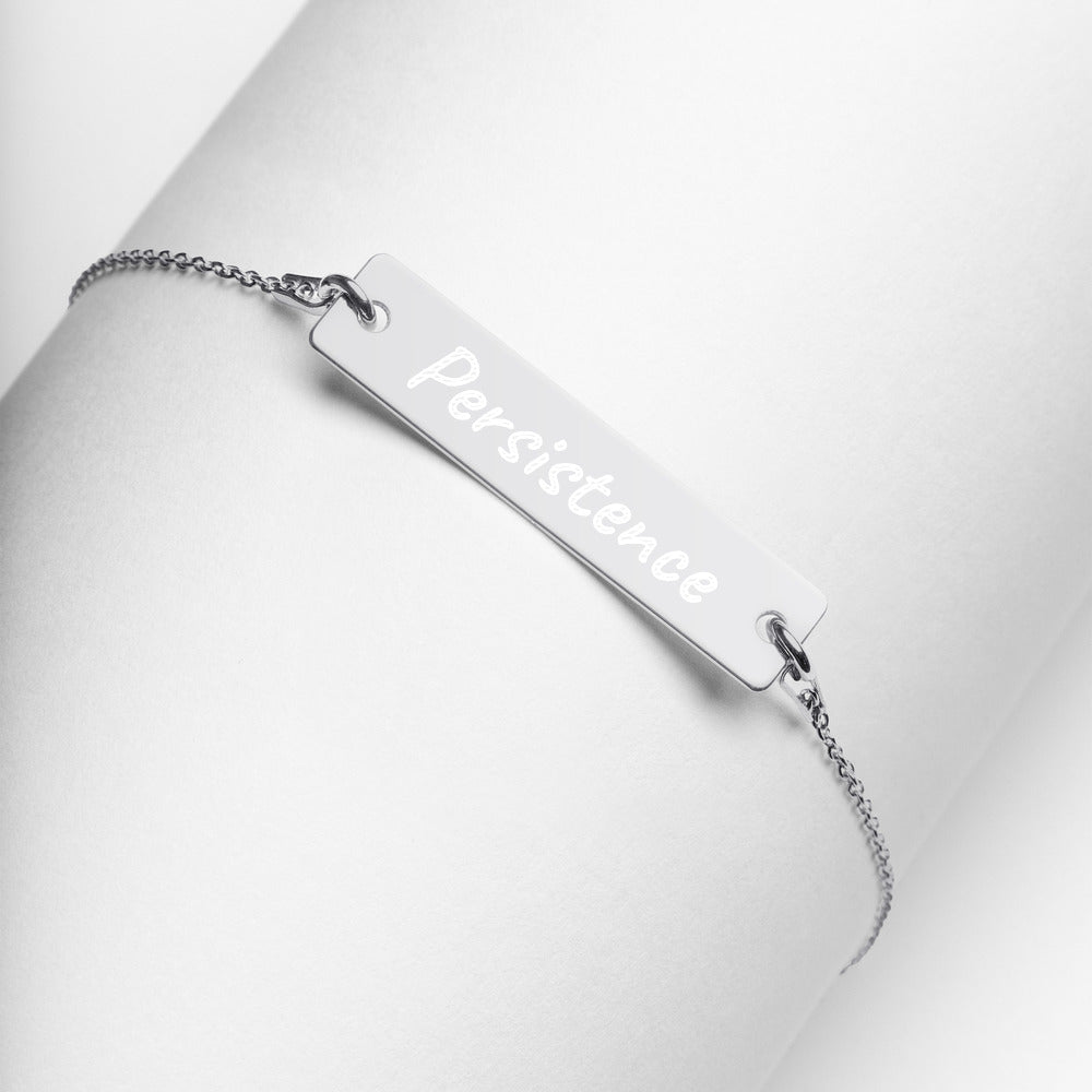 Persistence on Engraved Sterling Silver Bar Chain Necklace