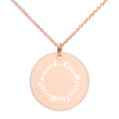 Keep Moving The World Forward on Engraved Sterling Silver Disc Necklace