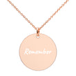 Remember on Engraved Sterling Silver Disc Chain Necklace