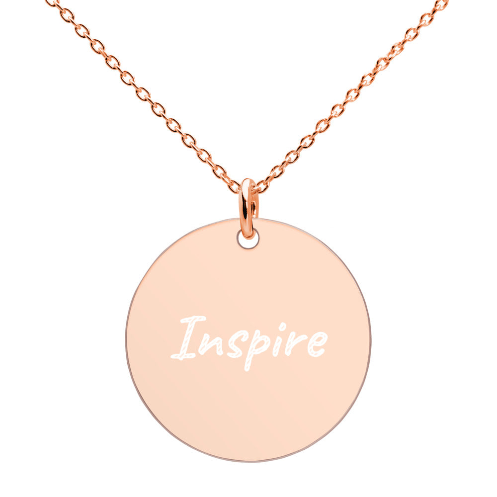 Inspire on Engraved Sterling Silver Disc Chain Necklace