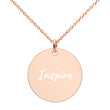 Inspire on Engraved Sterling Silver Disc Chain Necklace