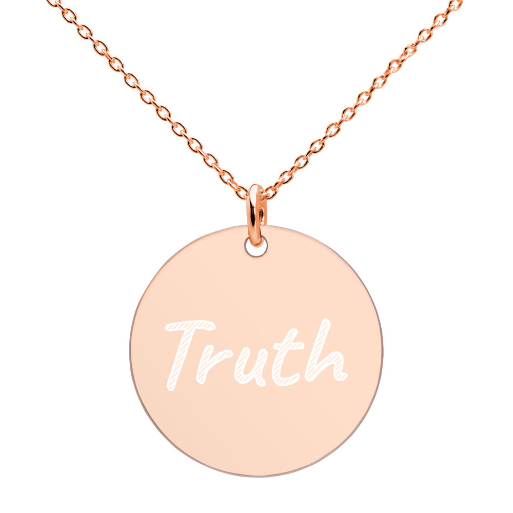 Truth on Engraved Sterling Silver Disc Chain Necklace