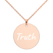 Truth on Engraved Sterling Silver Disc Chain Necklace