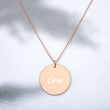 Love on Engraved Sterling Silver Disc Chain Necklace