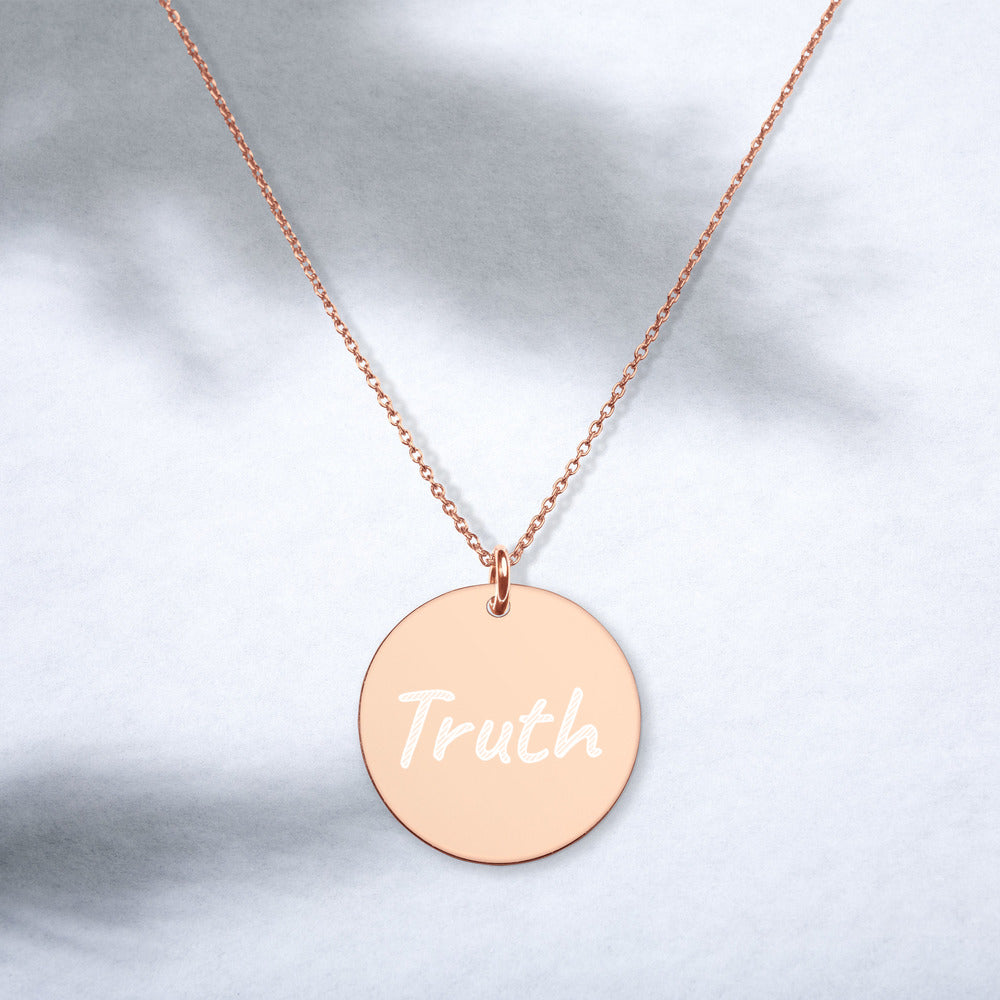 Truth on Engraved Sterling Silver Disc Chain Necklace