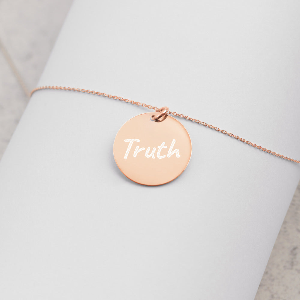 Truth on Engraved Sterling Silver Disc Chain Necklace