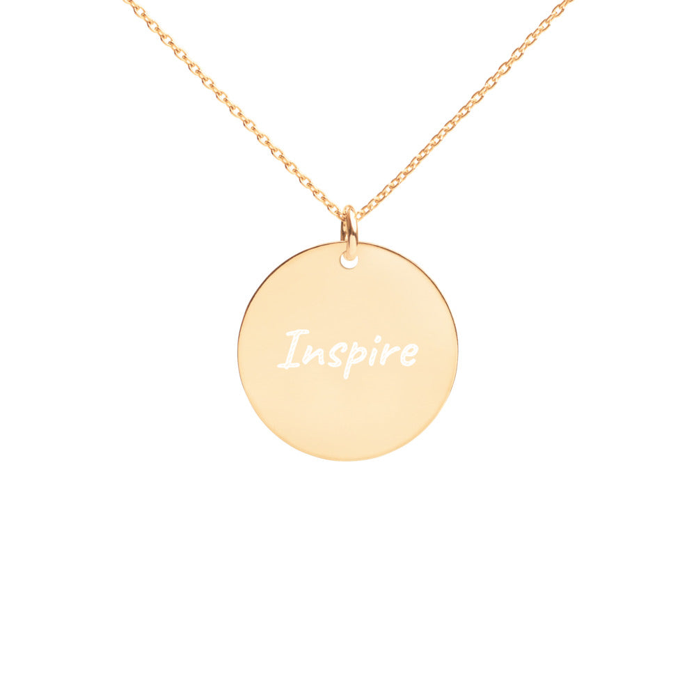 Inspire on Engraved Sterling Silver Disc Chain Necklace