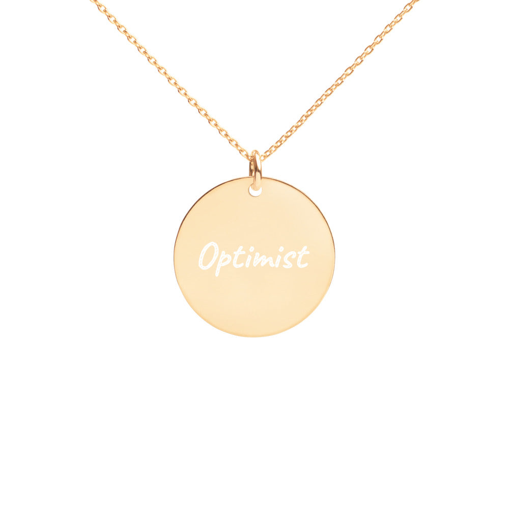 Optimist on Engraved Sterling Silver Disc Chain Necklace