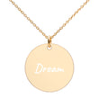 Dream on Engraved Sterling Silver Disc Chain Necklace