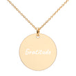 Gratitude on Engraved Sterling Silver Disc Chain Necklace