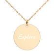 Explore on Engraved Sterling Silver Disc Chain Necklace