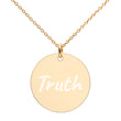 Truth on Engraved Sterling Silver Disc Chain Necklace