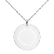 Keep Moving The World Forward on Engraved Sterling Silver Disc Necklace