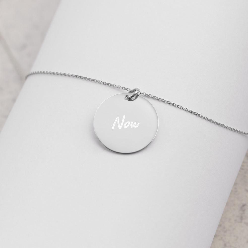 Now on Engraved Sterling Silver Disc Chain Necklace