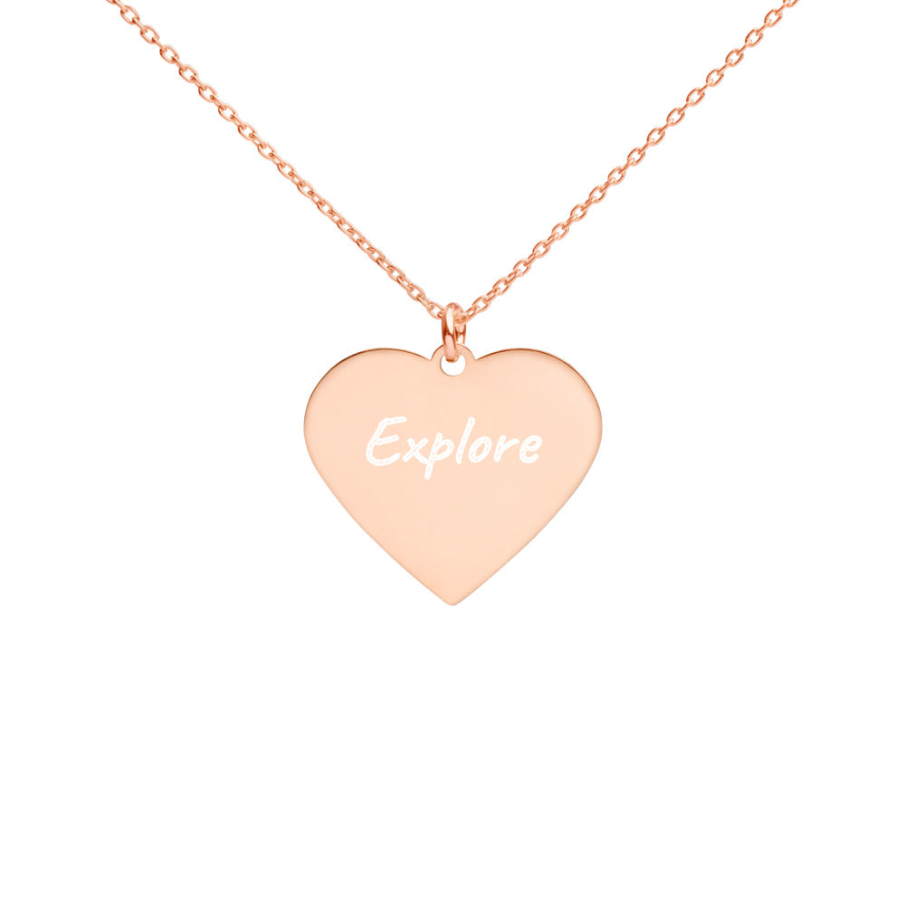 Explore on Engraved Sterling Silver Heart Chain Necklace