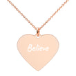 Believe on Engraved Sterling Silver Heart Chain Necklace