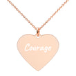 Courage on Engraved Sterling Silver Heart Chain Necklace