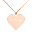 Persistence on Engraved Sterling Silver Heart Chain Necklace