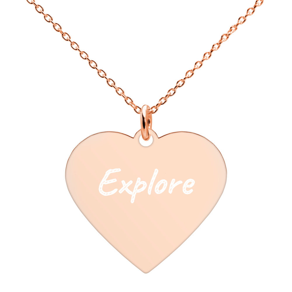 Explore on Engraved Sterling Silver Heart Chain Necklace