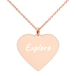 Explore on Engraved Sterling Silver Heart Chain Necklace