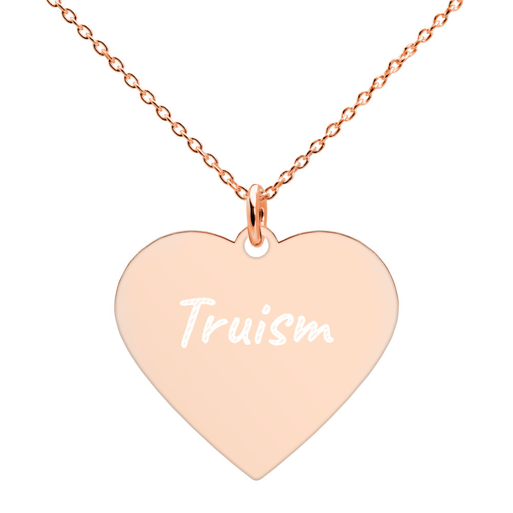 Truism on Engraved Sterling Silver Heart Chain Necklace