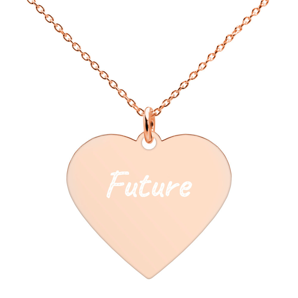 Future on Engraved Sterling Silver Heart Chain Necklace