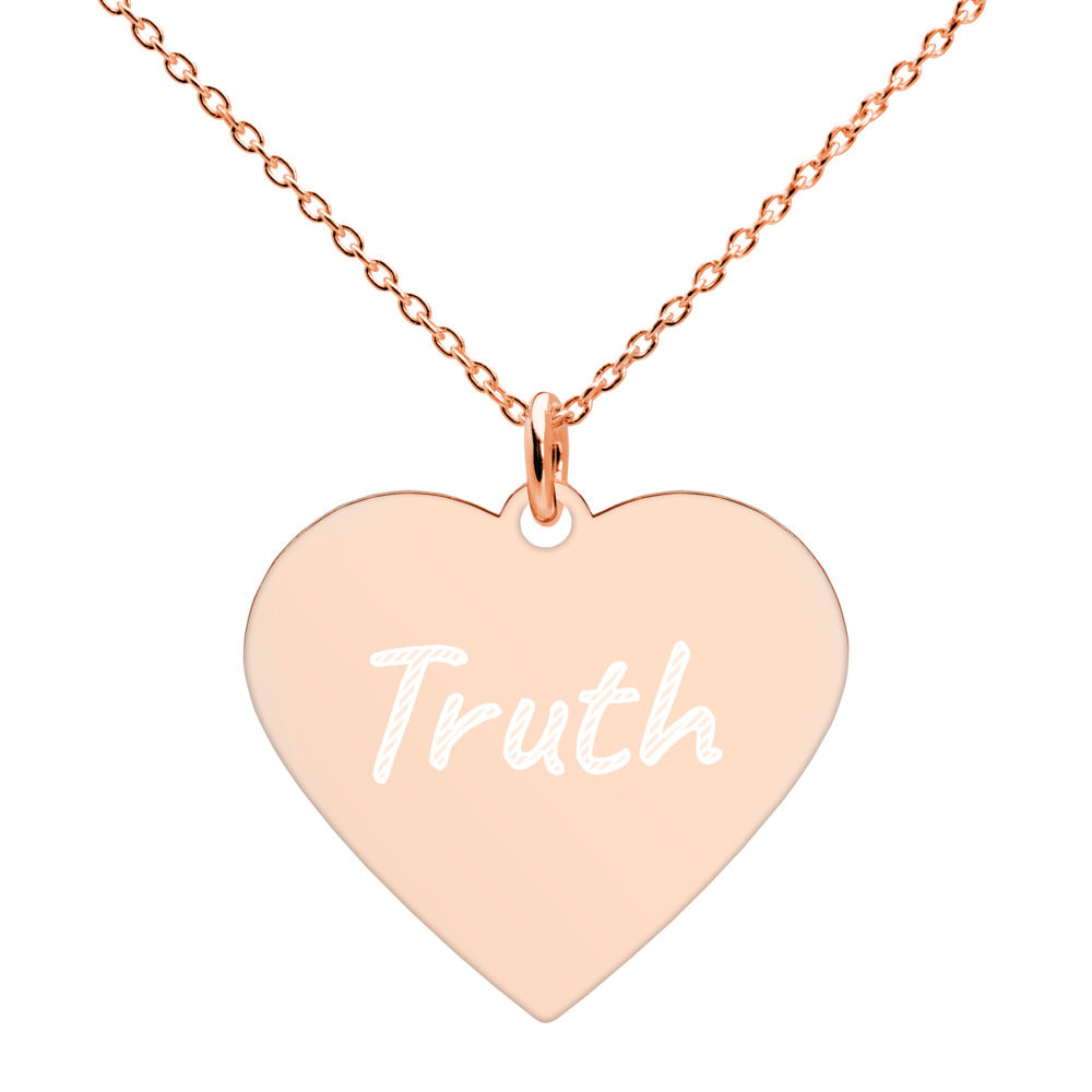 Truth on Engraved Sterling Silver Heart Chain Necklace