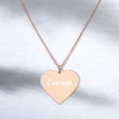 Courage on Engraved Sterling Silver Heart Chain Necklace