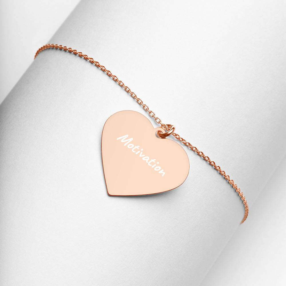 Motivation on Engraved Sterling Silver Heart Chain Necklace