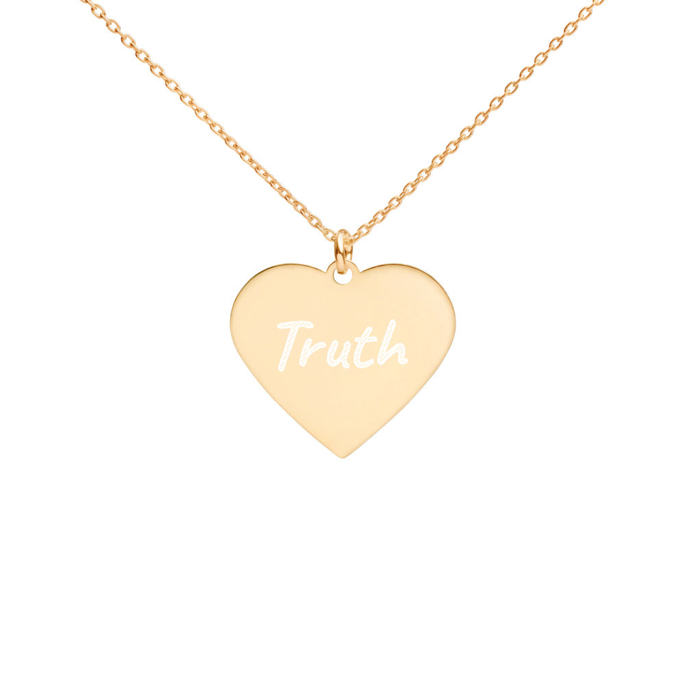 Truth on Engraved Sterling Silver Heart Chain Necklace