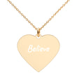 Believe on Engraved Sterling Silver Heart Chain Necklace