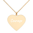 Courage on Engraved Sterling Silver Heart Chain Necklace