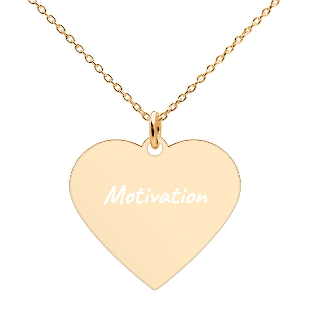 Motivation on Engraved Sterling Silver Heart Chain Necklace