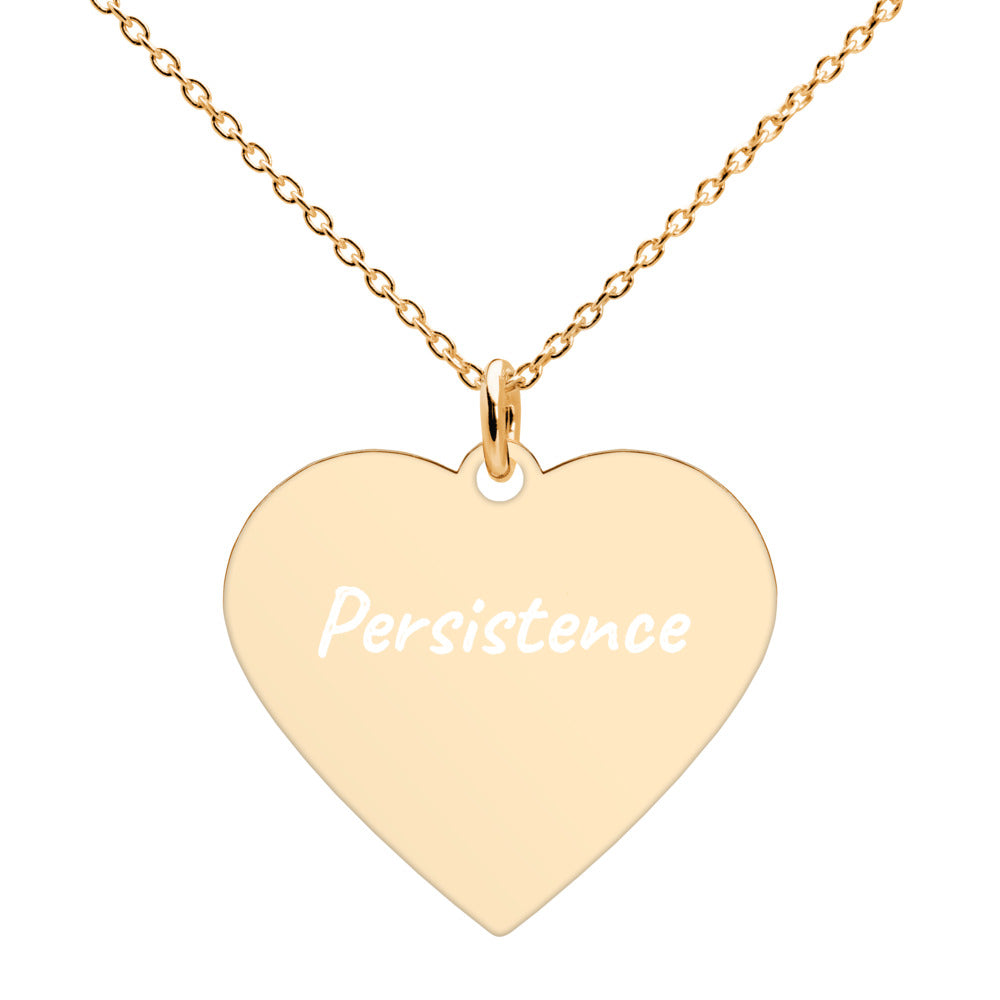 Persistence on Engraved Sterling Silver Heart Chain Necklace