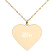 Win on Engraved Sterling Silver Heart Chain Necklace