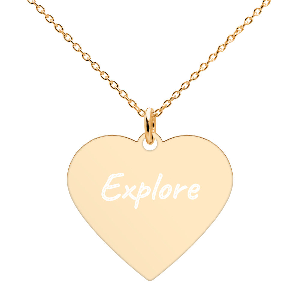 Explore on Engraved Sterling Silver Heart Chain Necklace