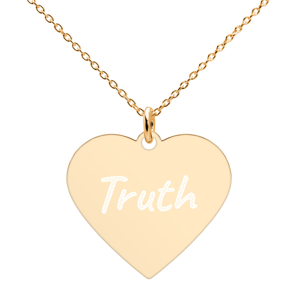 Truth on Engraved Sterling Silver Heart Chain Necklace