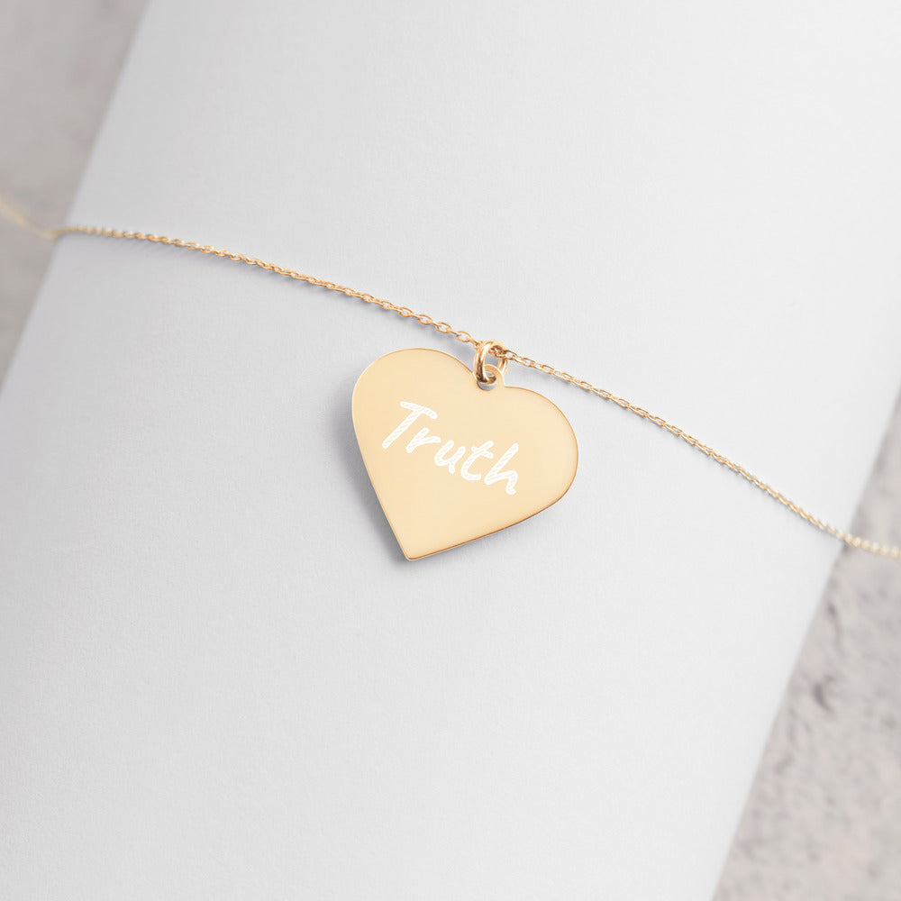 Truth on Engraved Sterling Silver Heart Chain Necklace