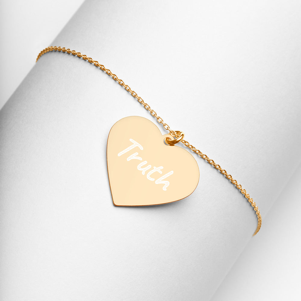 Truth on Engraved Sterling Silver Heart Chain Necklace